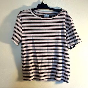 Divided HandM Striped Crop Top Pink And Black Womens Large